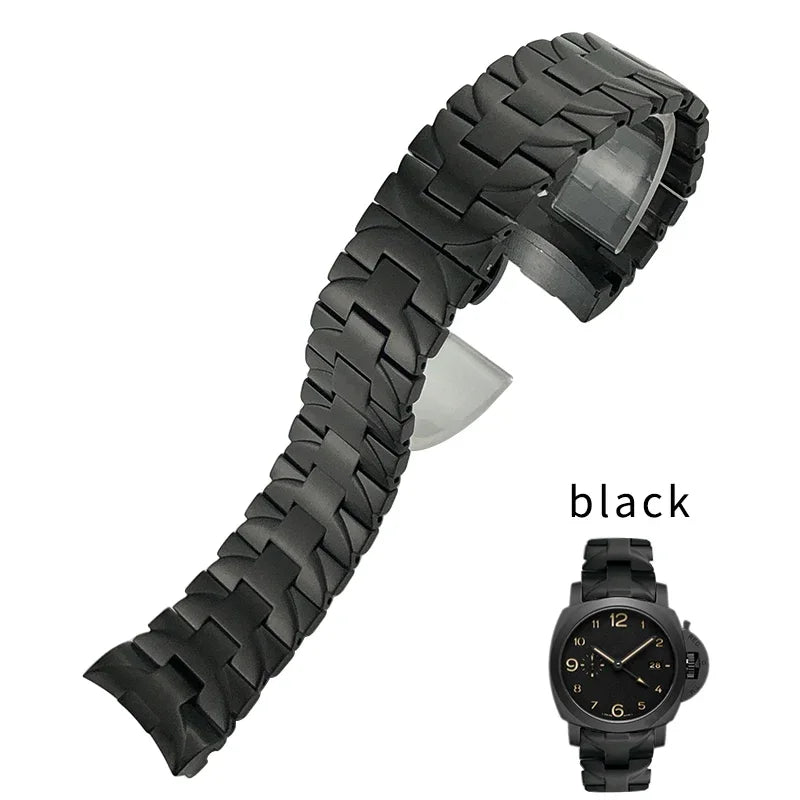 Bracelet de montre en acier inoxydable massif 316L, pour Panerai PAM441 111 382 PAM1314, Bracelet en acier pour hommes, boucle papillon, 24mm