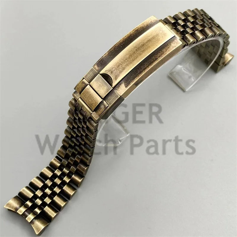 BLIGER-Cinturino per orologio da uomo in acciaio inossidabile 20mm 904L bronzo massiccio struttura pieghevole Jubilee, adatto per cassa da 40mm