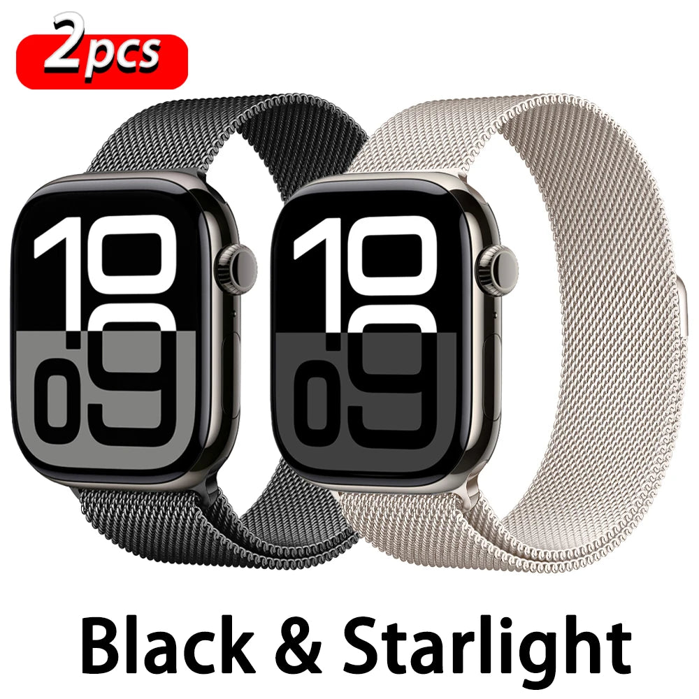 Apple Watch 米兰尼斯表带,46mm 44mm 45mm 40mm 42mm 41mm,适配 iWatch 系列 11 10 9 8 SE 7 6 Ultra 3 2