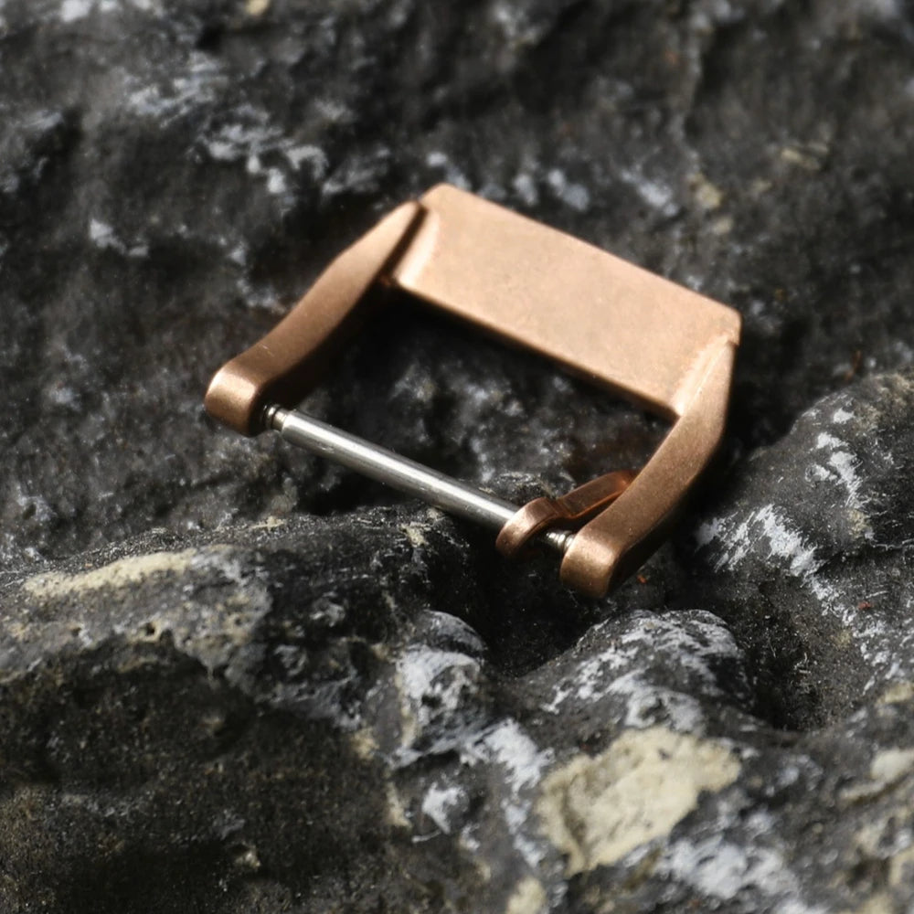 Cinturino in caucciù effetto pelle vintage, fibbia in bronzo puro, stile vintage, alta qualità, 18mm