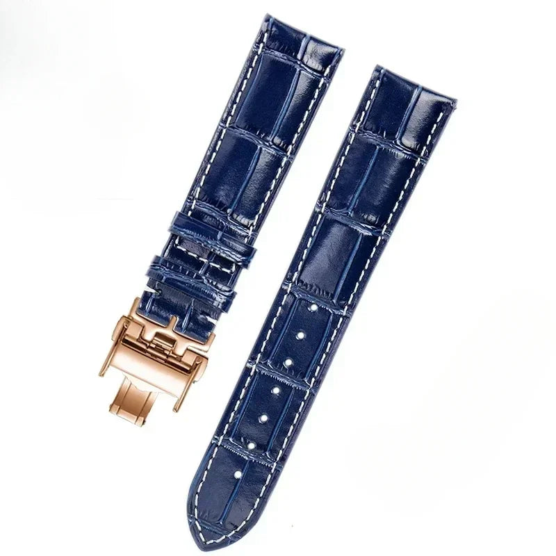 Per il bracciale artigianale Longines con luna e magnifico motivo coccodrillo blu, cinturino da uomo Comcas 20 mm. È adatto