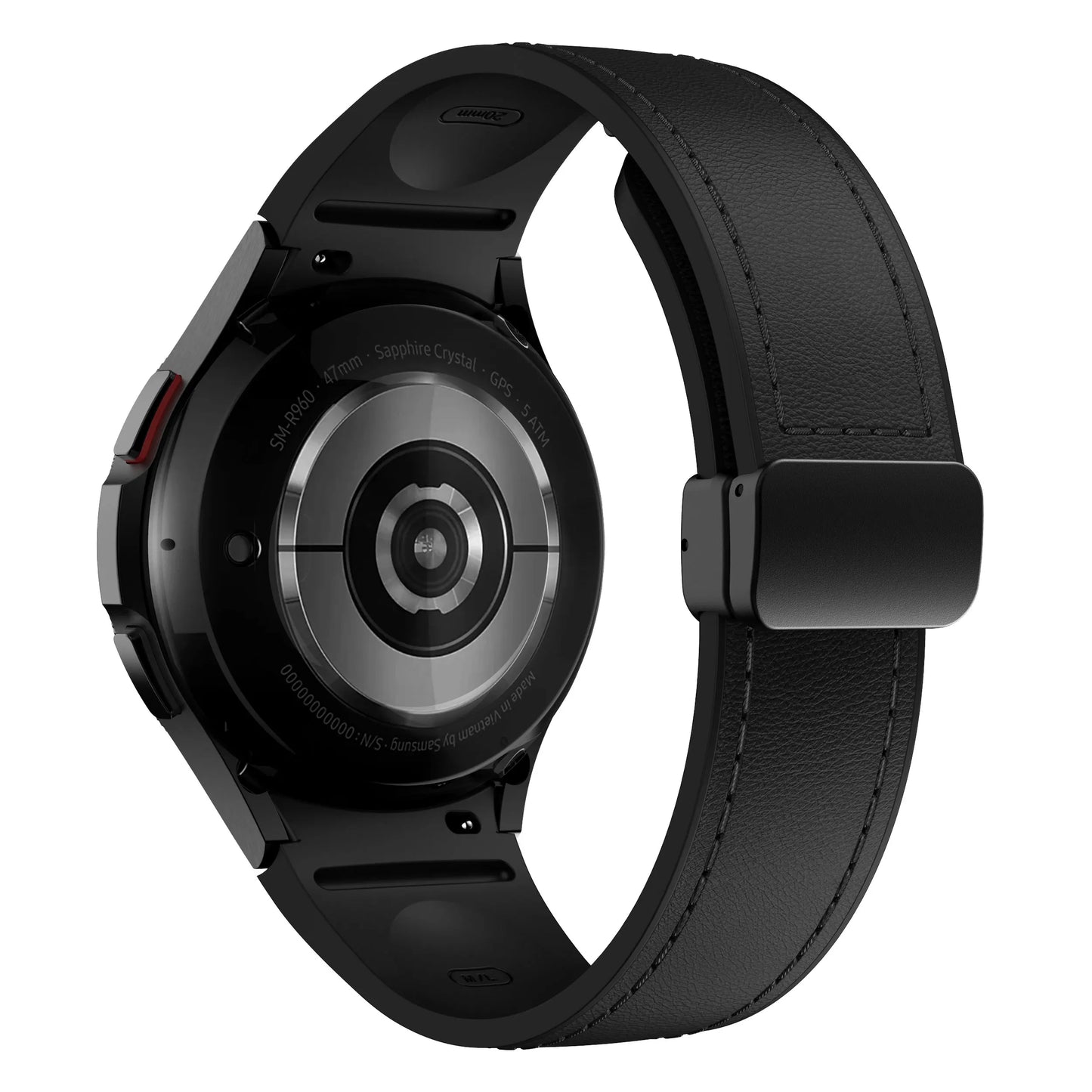 Bracelet en cuir véritable + silicone pour Samsung Galaxy Watch 6 5 7 44mm 40mm 20, Galaxy Watch 6 4 Classic 47mm 46mm 43mm 42mm