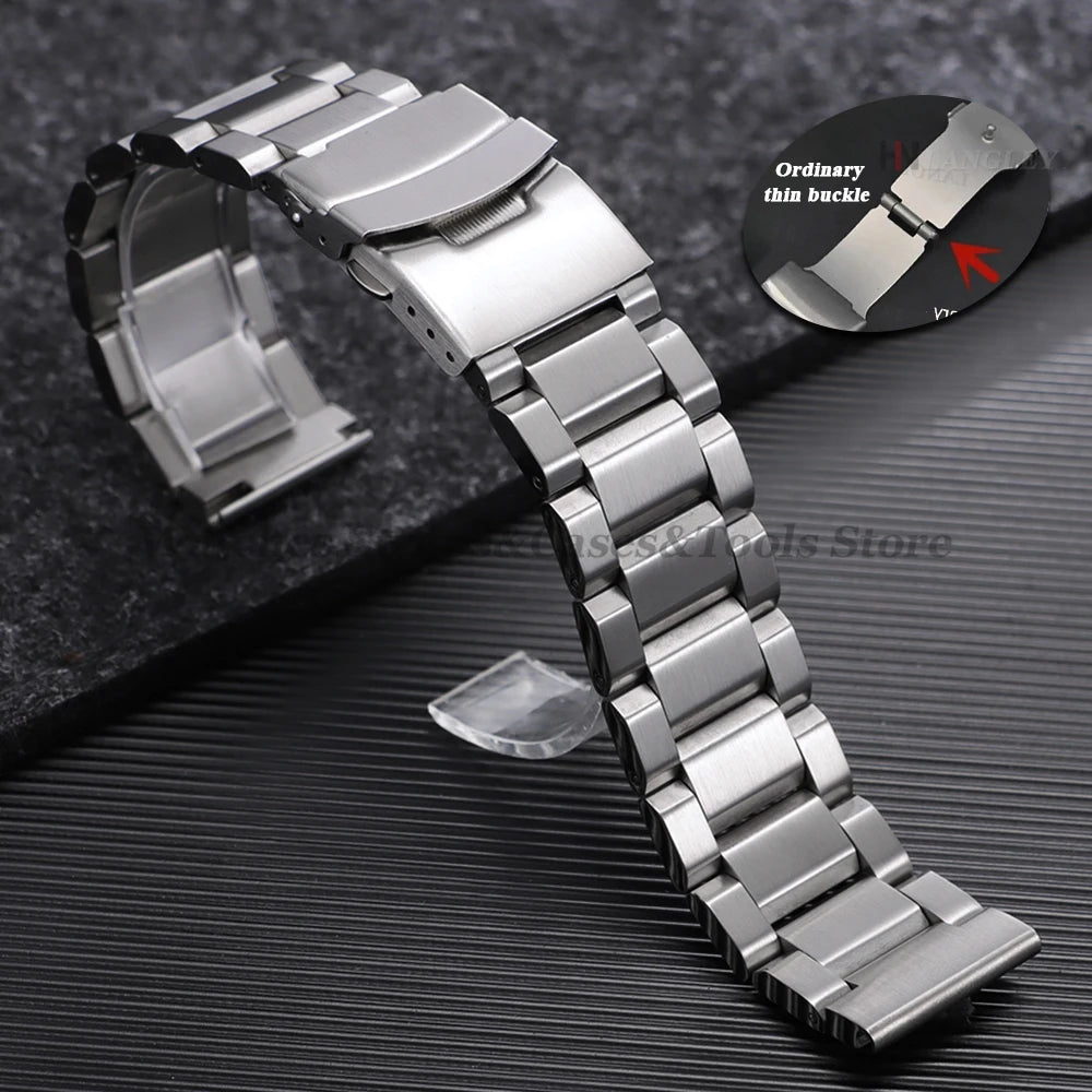 Solid 316L stainless steel watch bracelet, 18mm 20mm 22mm 24mm, for Seiko, Rolex, and Omega, luxury folding clasp bracelets