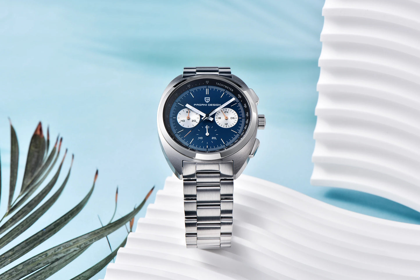 Orologio da uomo 39 mm Cronografo al quarzo - PAGANI DS Panda Dial VK63 Sapphire Sport