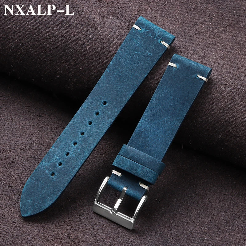 Bracelet de montre en cuir de cire d'huile Vintage 18mm 20mm 21mm 22mm bracelet en peau de vache cousu à la main pour Omega pour bracelet de montre intelligente Seiko