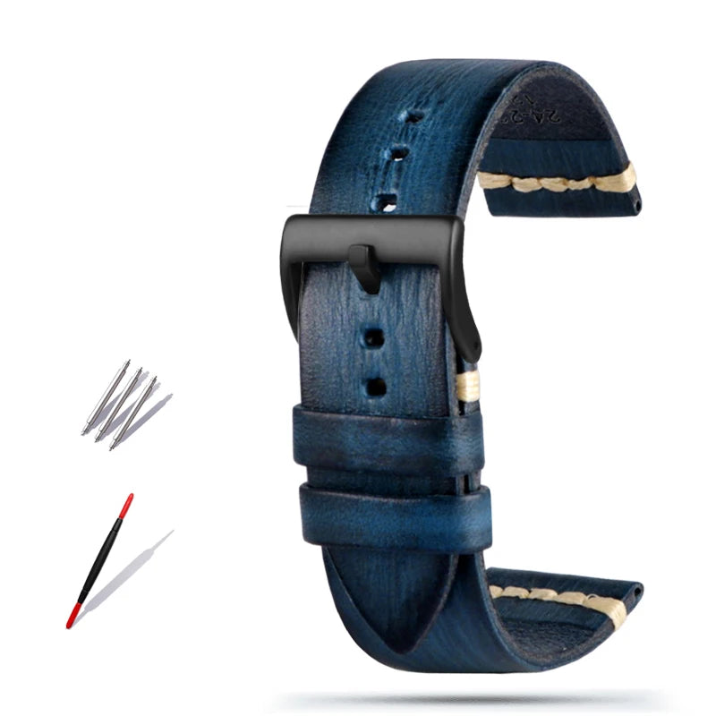 Genuine Leather Watch Strap, for Galaxy Tissote Timex Omega Panerai IWC, 20mm 22mm 24mm