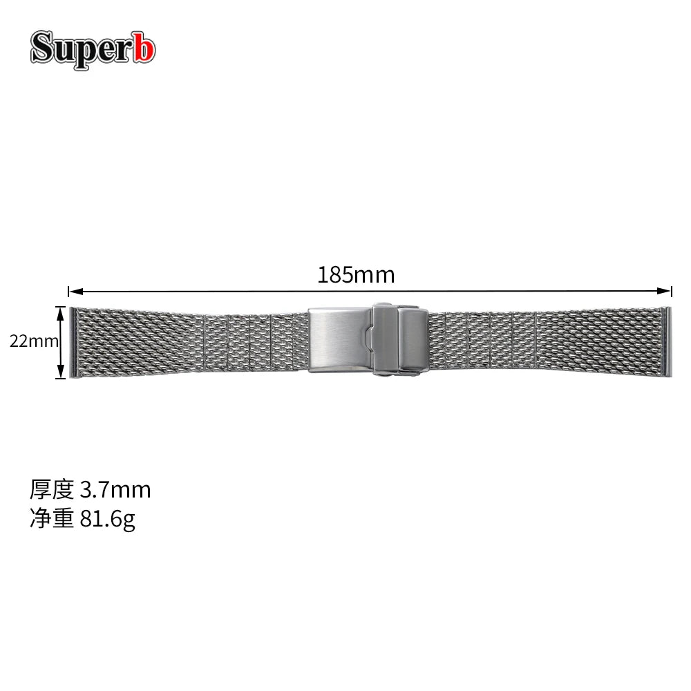 Bracelet de montre en acier inoxydable tissé milanais de haute qualité, 22mm, adapté à Breitling Superocean, argent, hommes et femmes, Bracelets en métal massif