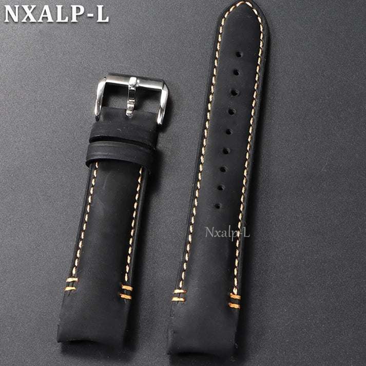 Bracelet de montre en cuir de vachette huilé à extrémités courbes, 20 mm 22 mm, sangles de haute qualité faites à la main pour Omega pour Rolex