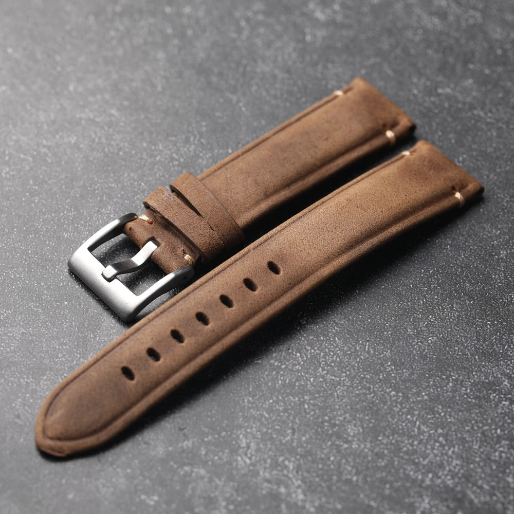 Handmade genuine leather strap, brown head cowhide leather strap, Elin vintage horse leather strap, 18mm, 19mm, 20mm, 21mm, 22mm