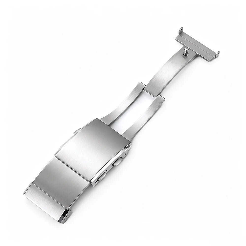 Boucle de montre en acier inoxydable massif 316L, 14mm, 16mm, 18mm, 20mm, 22mm, boucle pliante réglable, fermoirs extensibles, bouton en métal argenté
