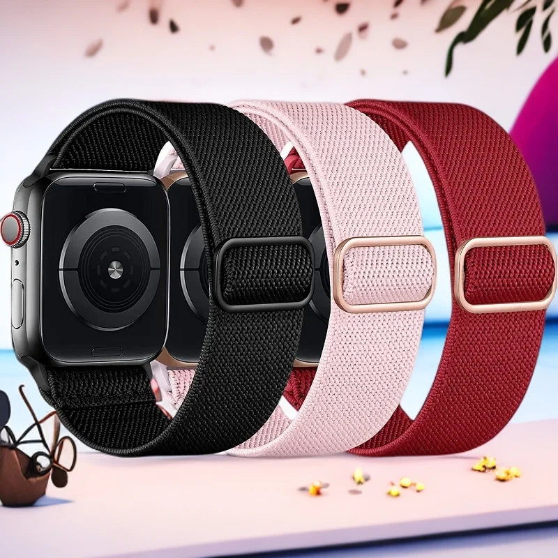 3 Nylon Straps for Apple Watch Ultra, 38mm, 40mm, 41mm, 42mm, 44mm, 45mm, 46mm, 49mm, Elastic Nylon Band, iWatch Series 11, 10, 9