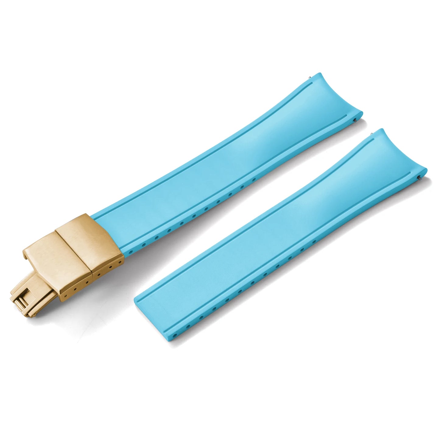 Bracelet de montre en caoutchouc CTS FKM, extrémité incurvée de qualité supérieure, 20mm 22mm, boucle papillon à dégagement rapide, étanche, doux et Flexible, Style plongeur