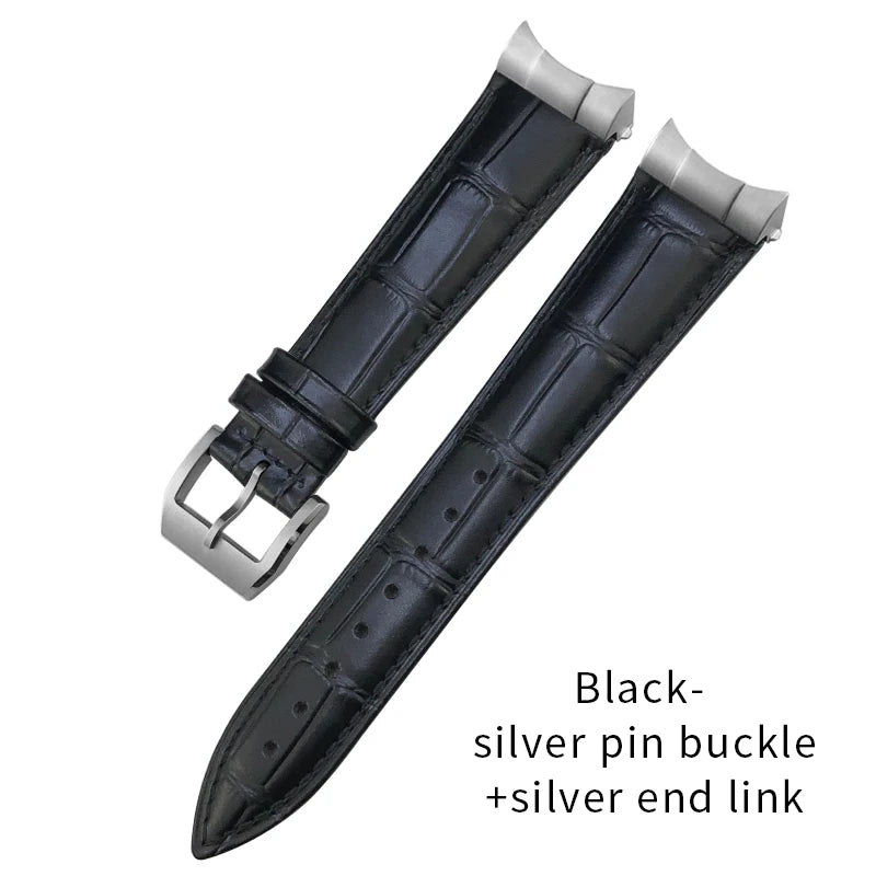 Curved End Genuine Leather Watch Strap, Crocodile Pattern Cowhide Metal Link for Tudor Black Bay 1958 20mm 22mm, Watch Band Tools