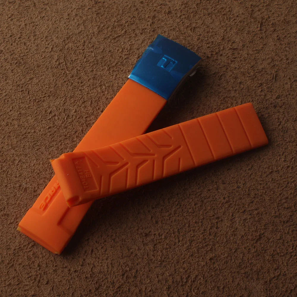 Cinturino per orologio Tissot Trace 048, in gomma e silicone, 20 mm, accessori per orologi, chiusura pieghevole, deployante, chiusura argentata per uomo e donna