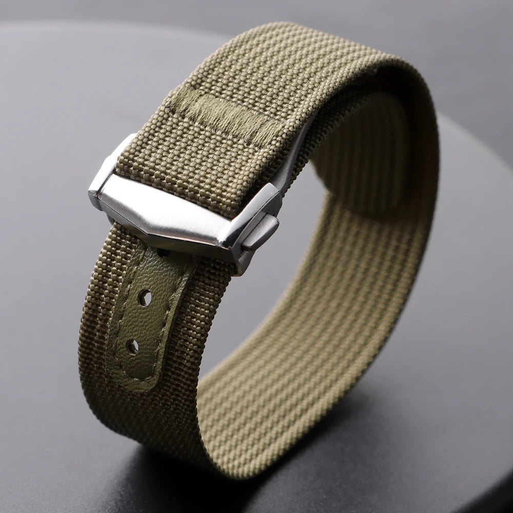 Bracelet montre Nato Nylon Pour Omega X Swatch MoonSwatch - Boucle Brossé Argent