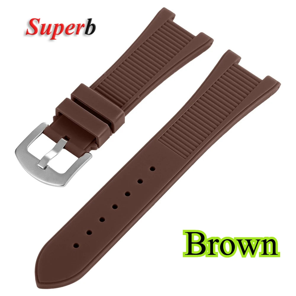 Bracelet en Silicone étanche 25x13mm, pour Patek Philippe Nautilus série 5711 5726 5712, Bracelet de montre en caoutchouc, Interface Concave