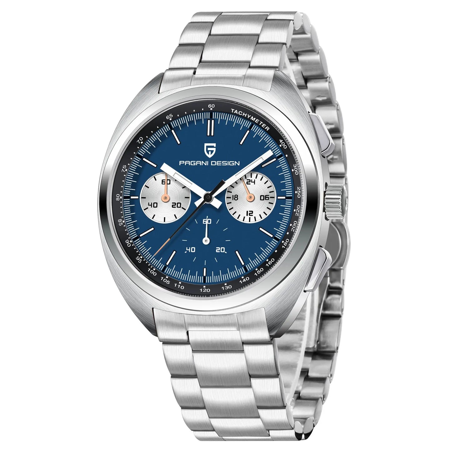 Orologio da uomo 39 mm Cronografo al quarzo - PAGANI DS Panda Dial VK63 Sapphire Sport