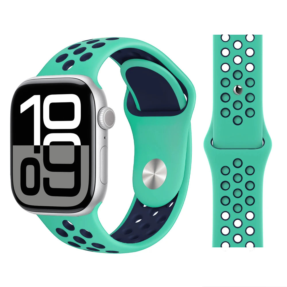 Bracelet en Silicone pour bracelets de montre Apple 46mm 44mm 45mm 40mm 41mm 42mm, Bracelet de Sport Correa iWatch série 11 10 9 SE 8 7 6 5