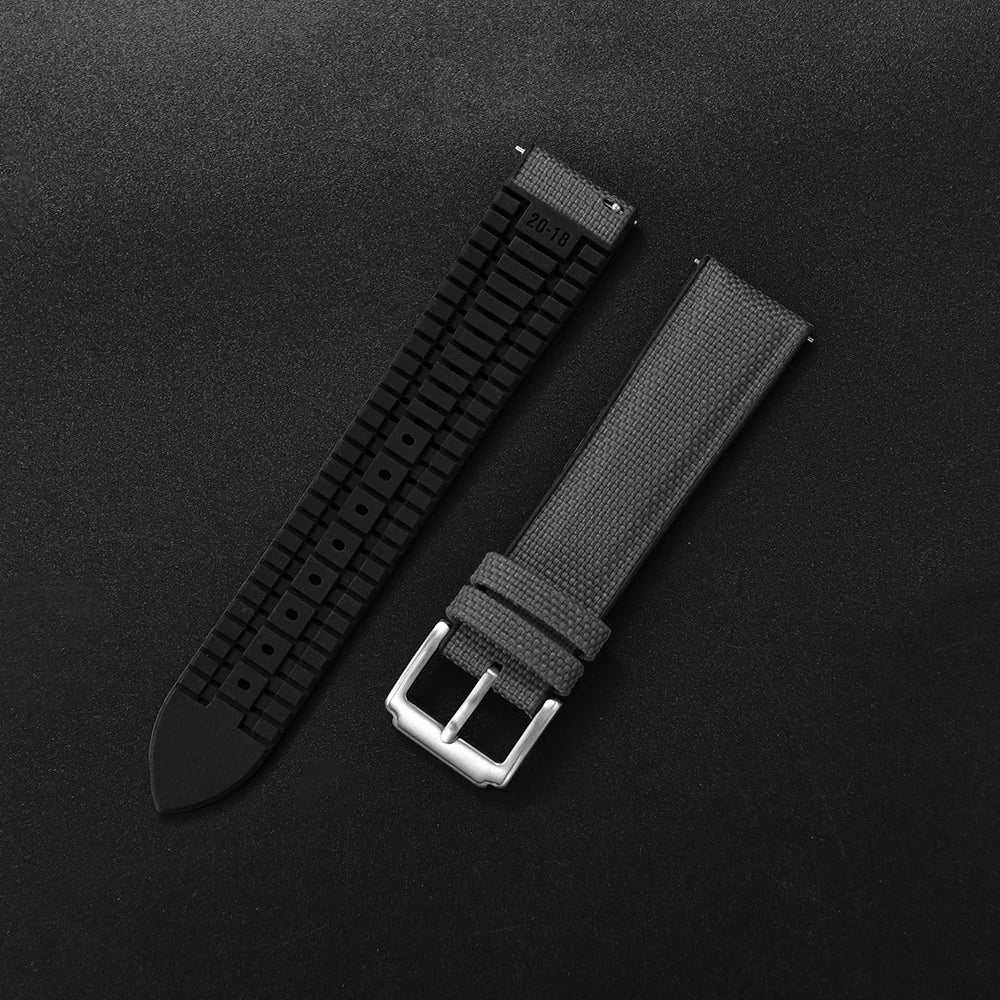 Bracelet en caoutchouc pour tissu voile, nouveau Design, bracelets de montre étanches à dégagement rapide, 18mm 19mm 20mm 21mm 22mm, bracelet en toile et Nylon