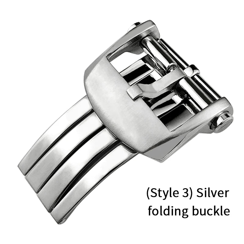 Fermoir déployant en acier inoxydable pour bracelet de montre Breitling en cuir/caoutchouc, accessoires 18mm 20mm, boucle pliante noir argent