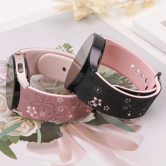 Silikonarmband für Samsung Galaxy Watch 7 6 5 4 FE/5Pro 45mm, lückenlos, Sport-Armband, graviert, für Galaxy Watch6 Classic 43mm 47mm