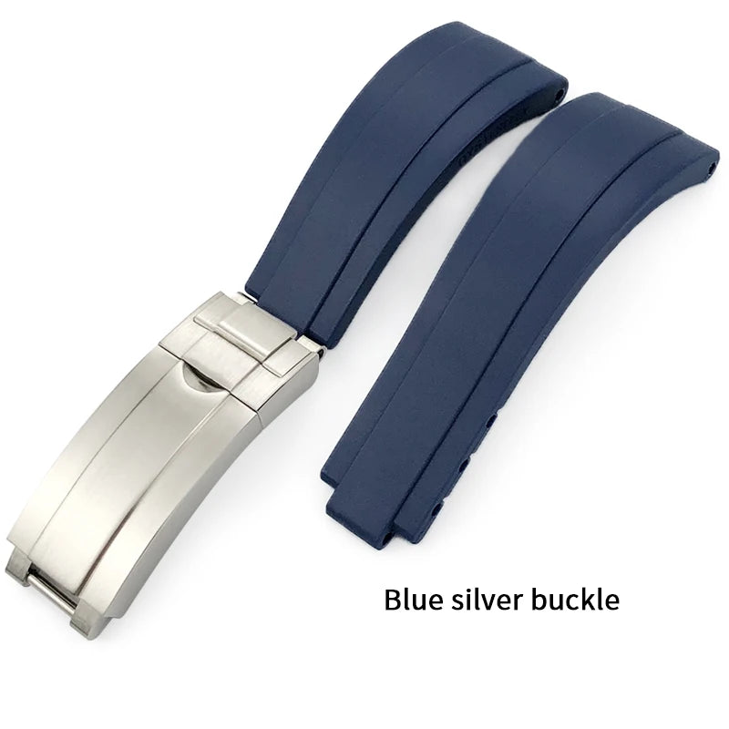 Uhrenarmband aus Kautschuk, 20mm 21mm 18mm 19mm, passend für Rolex Daytona Yacht Master Oysterflex, Silikonarmband, Faltschließe mit Feinverstellung