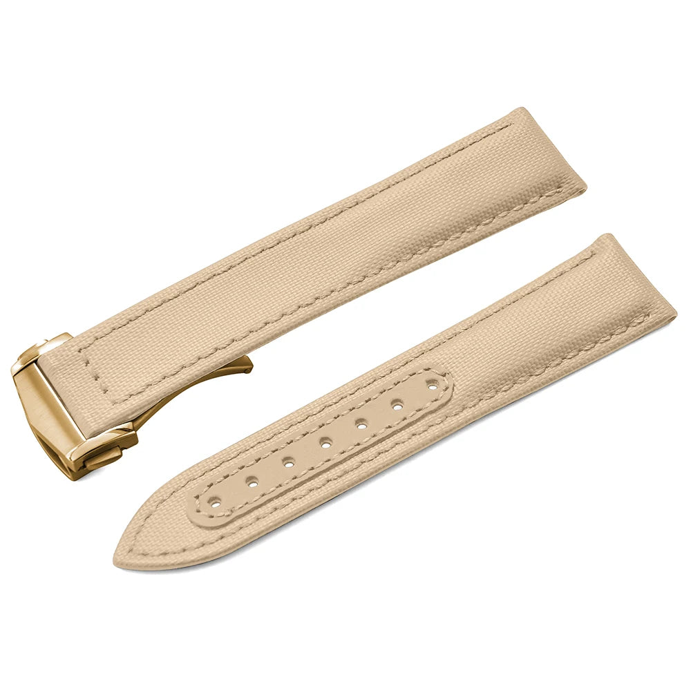 Bracelet de montre en Nylon en tissu voile, 20mm 22mm, en cuir, pour Omega Seamaster Swatch, boucle pliante, Bracelet universel