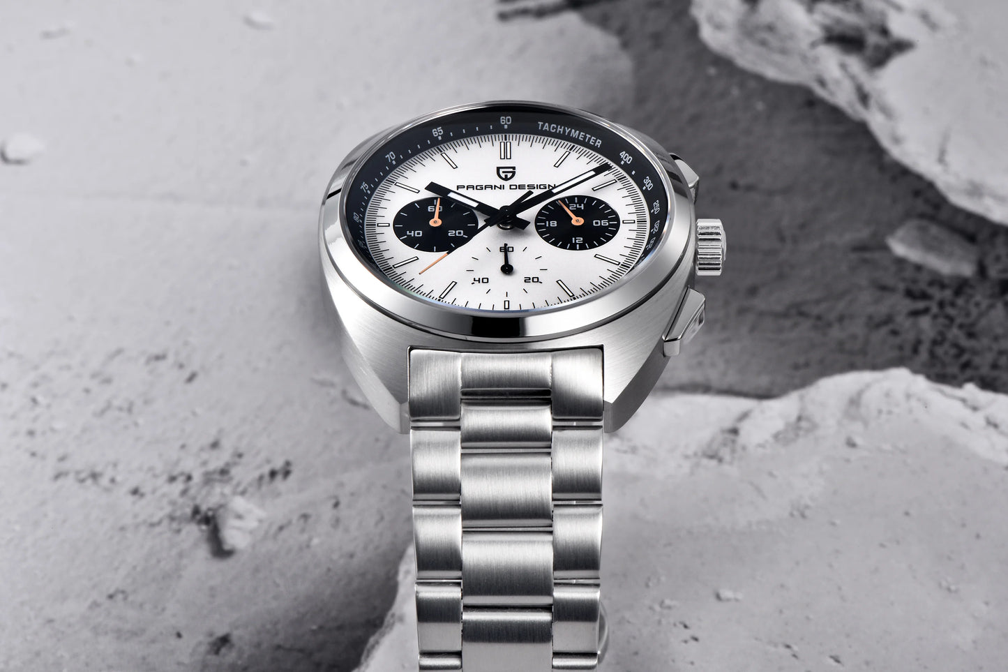 Orologio da uomo 39 mm Cronografo al quarzo - PAGANI DS Panda Dial VK63 Sapphire Sport