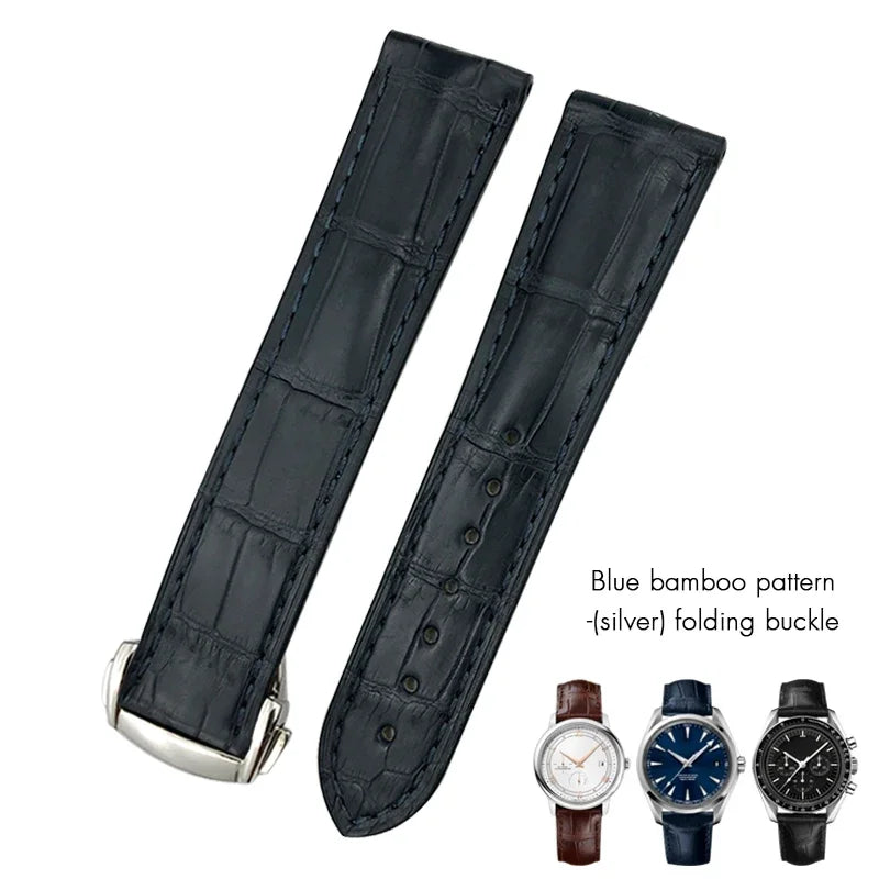 Cinturino in pelle di alligatore di coccodrillo premium, 20mm 21mm 22mm 19mm, per Omega De ville Seamaster Specialties, cinturino di ricambio personalizzato