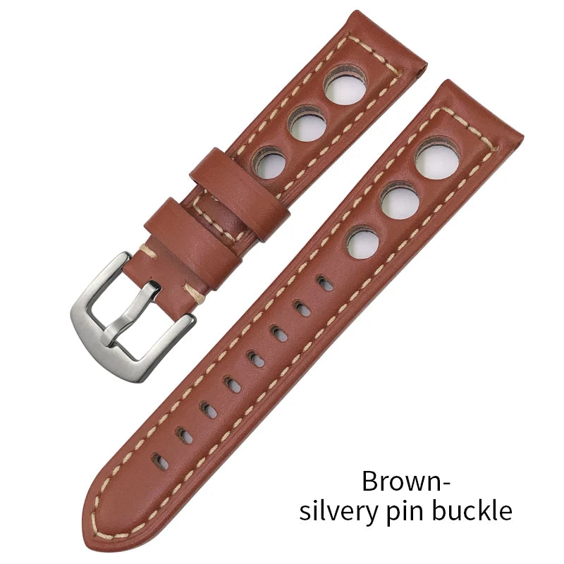 Bracelet de montre en cuir de veau 19mm 20mm 21mm 22mm pour IWC Pilot Breitling Tudor Omega Seiko SKX 5, bracelet de montre en cuir de vache véritable avec trous