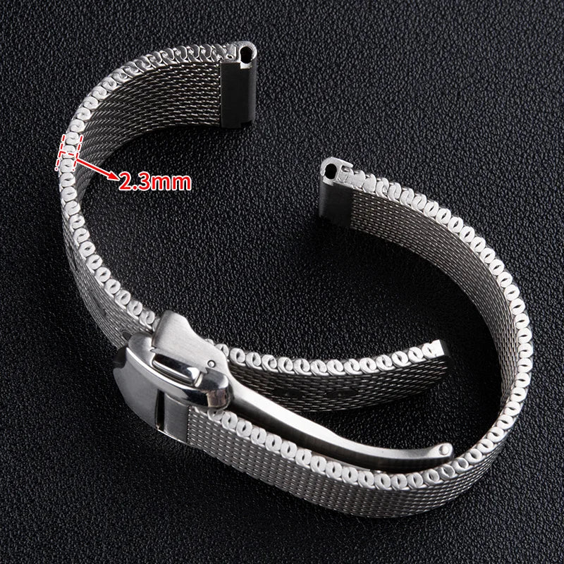 Cinturino universale in acciaio inossidabile con fibbia in acciaio, 20 mm, per bracciale Omega Seamaster Diver 300, cinturino a maglia milanese, Tudor Breitling