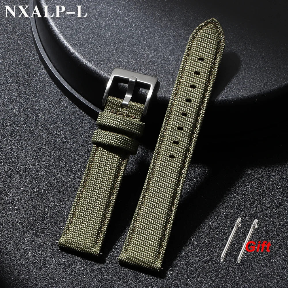 Bracelet de montre en cuir voile de qualité, 20mm 22mm, pour Seiko pour Omega, tissu en Nylon, accessoires de bracelet à dégagement rapide