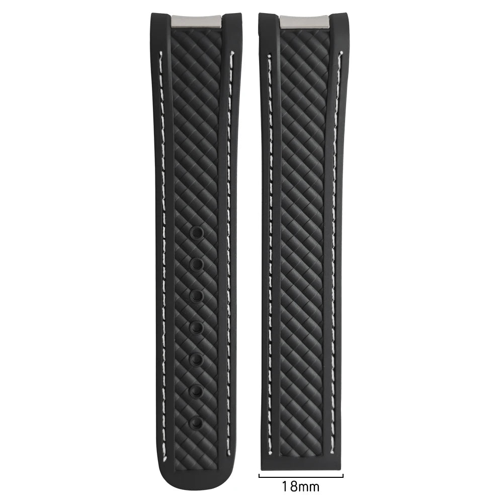 Natural rubber watch strap, 20mm, for Omega Seamaster Aqua Terra, 150M, 41mm, AT150, 220, 231, rose gold, curved end, sport, 19mm