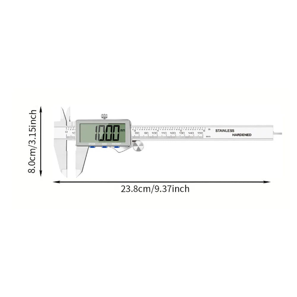 Pied à coulisse numérique, pied à coulisse numérique en acier inoxydable amélioré 150 mm/6 pouces avec grand écran LCD, parfait pour la maison, le bricolage