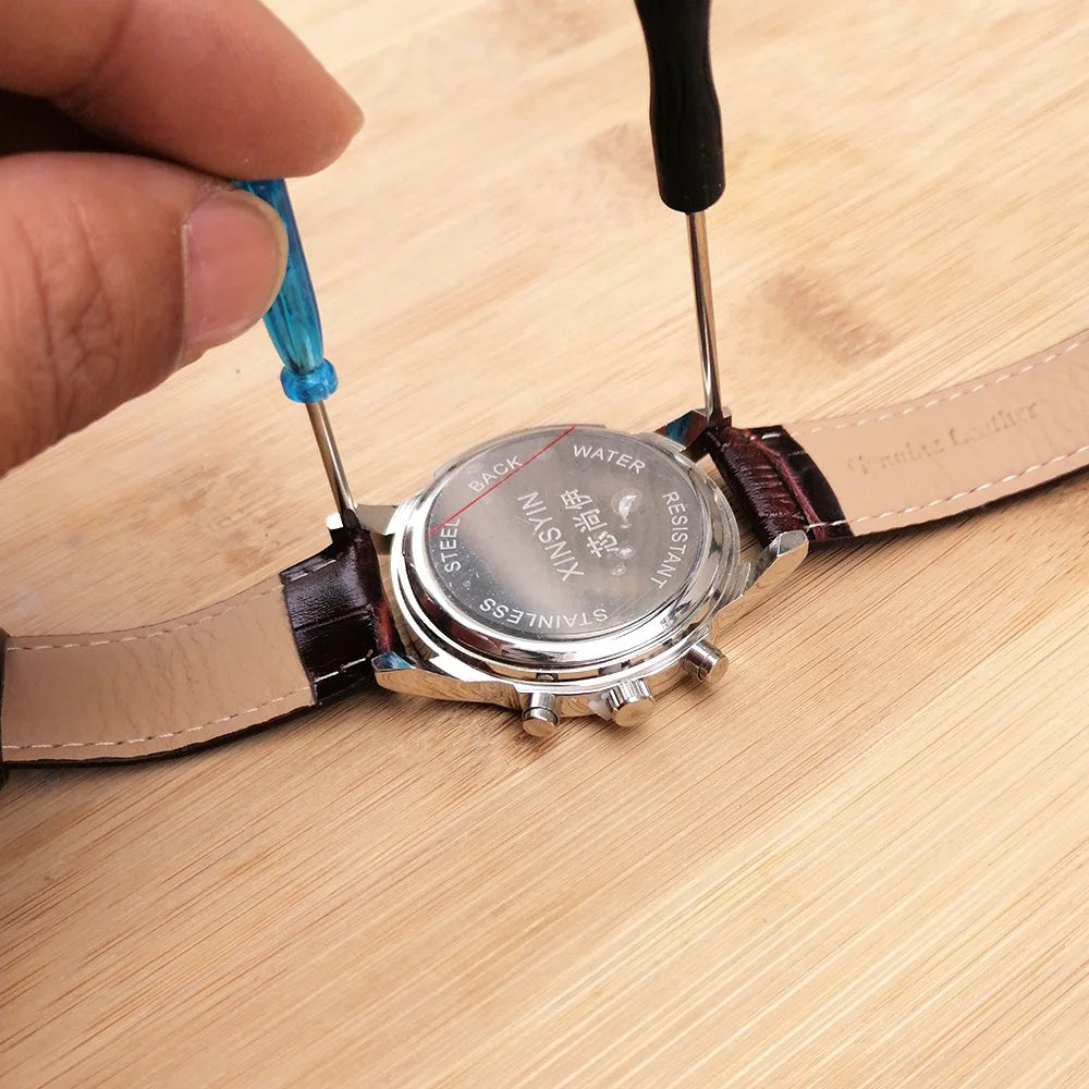 Kit di riparazione orologi da 2 pezzi: Strumento di rimozione delle barrette a molla per la regolazione del cinturino dell'orologio, strumento da orologiaio