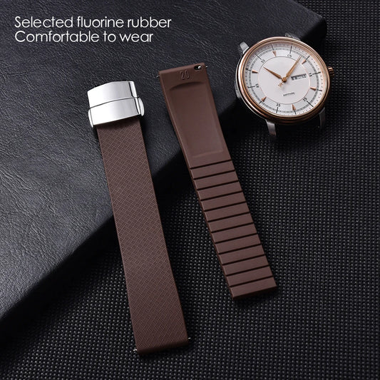 CTS bracelet de montre en caoutchouc fluoré à dégagement rapide 18mm 19mm 20mm 22mm boucle papillon nouveau FPM FKM bracelet souple étanche pour couper à la taille