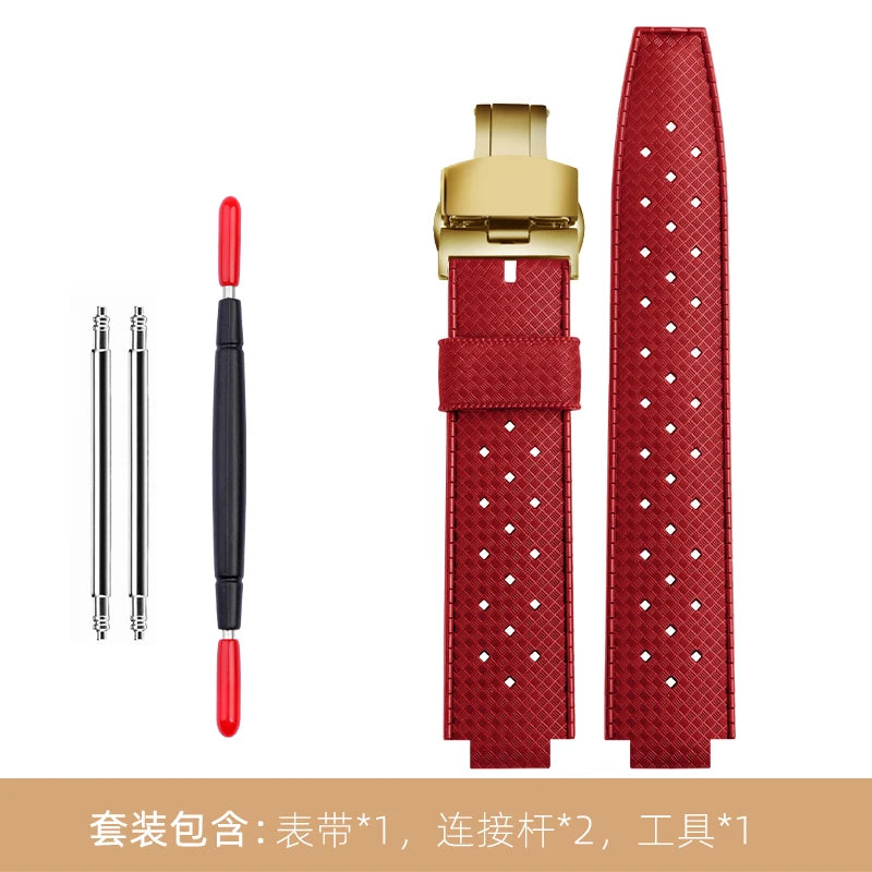 Rubber watch strap for LV watch, raised mouth, Louis Vuitton, Tambour series, Q1121, dedicated strap, men's, women's, Q114k