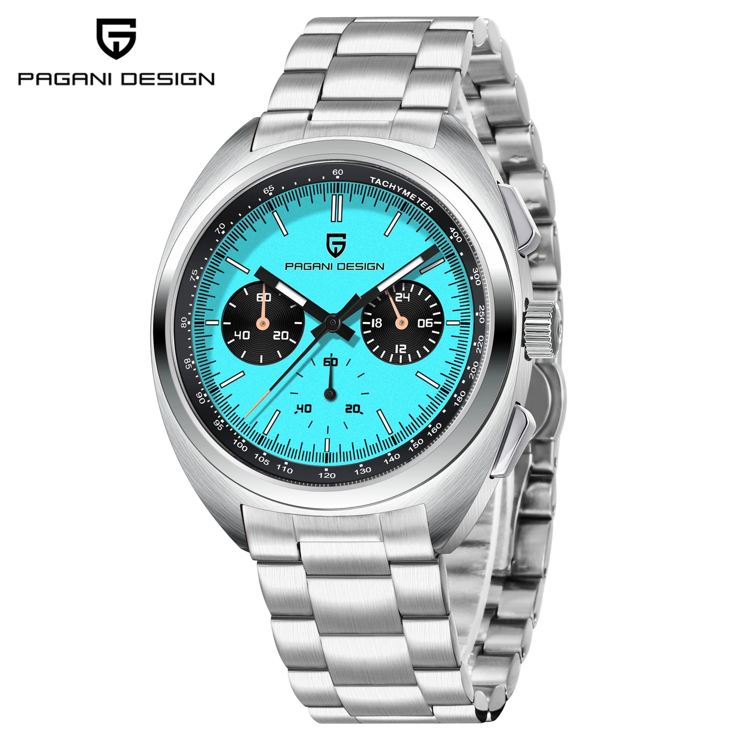 Orologio da uomo 39 mm Cronografo al quarzo - PAGANI DS Panda Dial VK63 Sapphire Sport