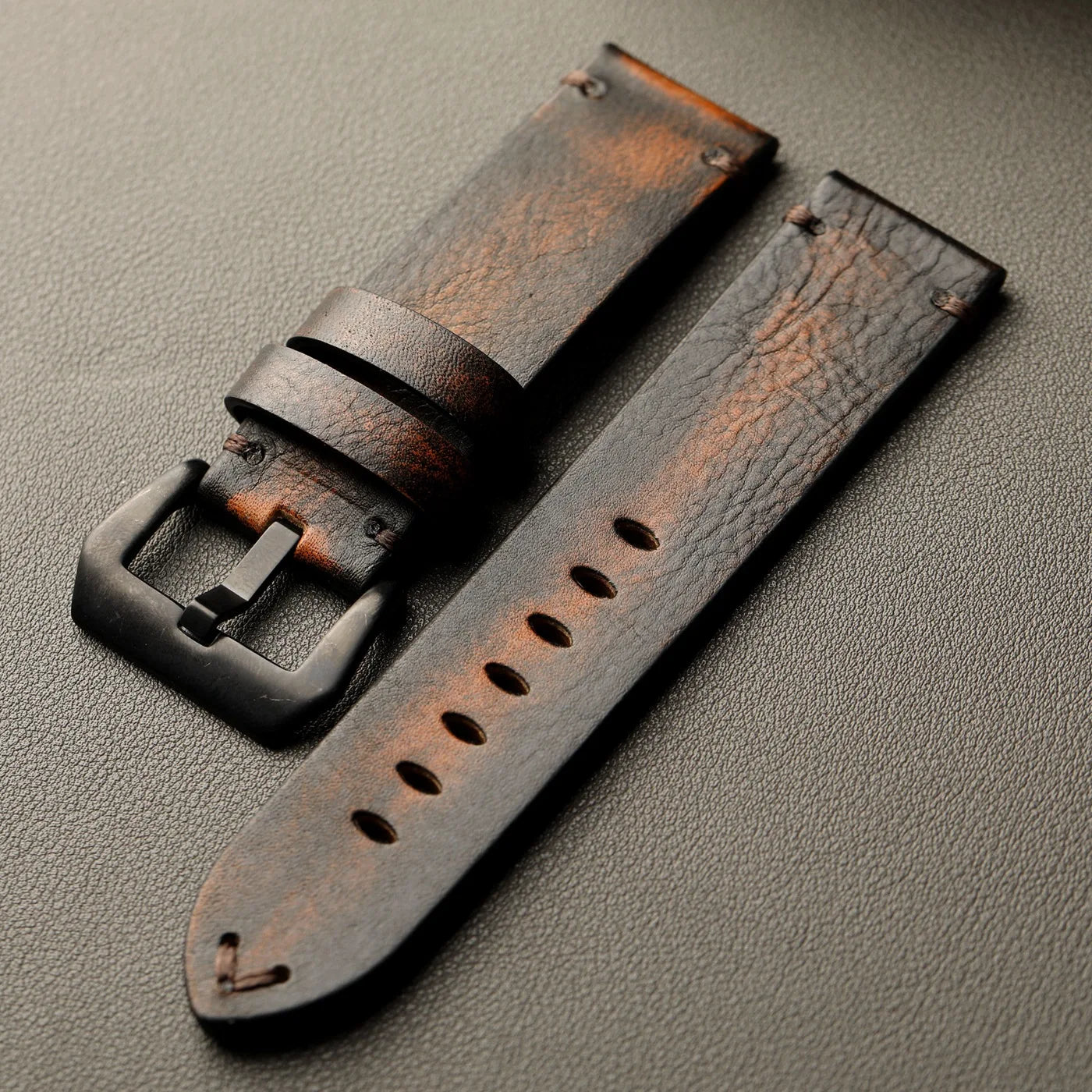 Cinturino in pelle lucida fatto a mano, 20MM 22MM 24MM, strato superiore in pelle bovina, effetto invecchiato, compatibile con orologi di fascia alta PAM111 441