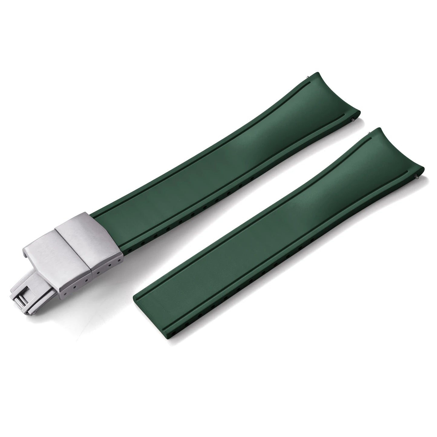 TONJETT for d-elug Curved FKM Rubber Watch Band 20mm 22mm Curved CTS Watch Strap Cut to Size Quick Release Butterfly Buckle