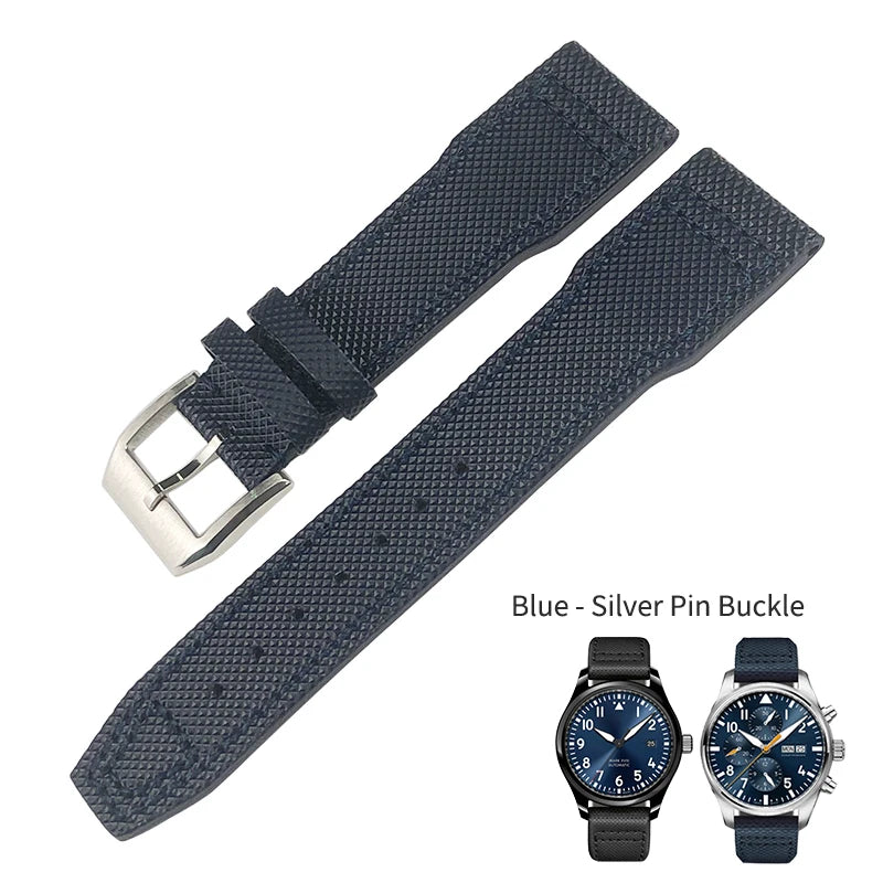 Cinturino per orologio da uomo in pelle di vitello, cinturino in nylon blu, adatto per IWC Portofino, TOP GUN, Big Pilot SPITFIRE Mark 18, 20mm, 21mm, nuovo
