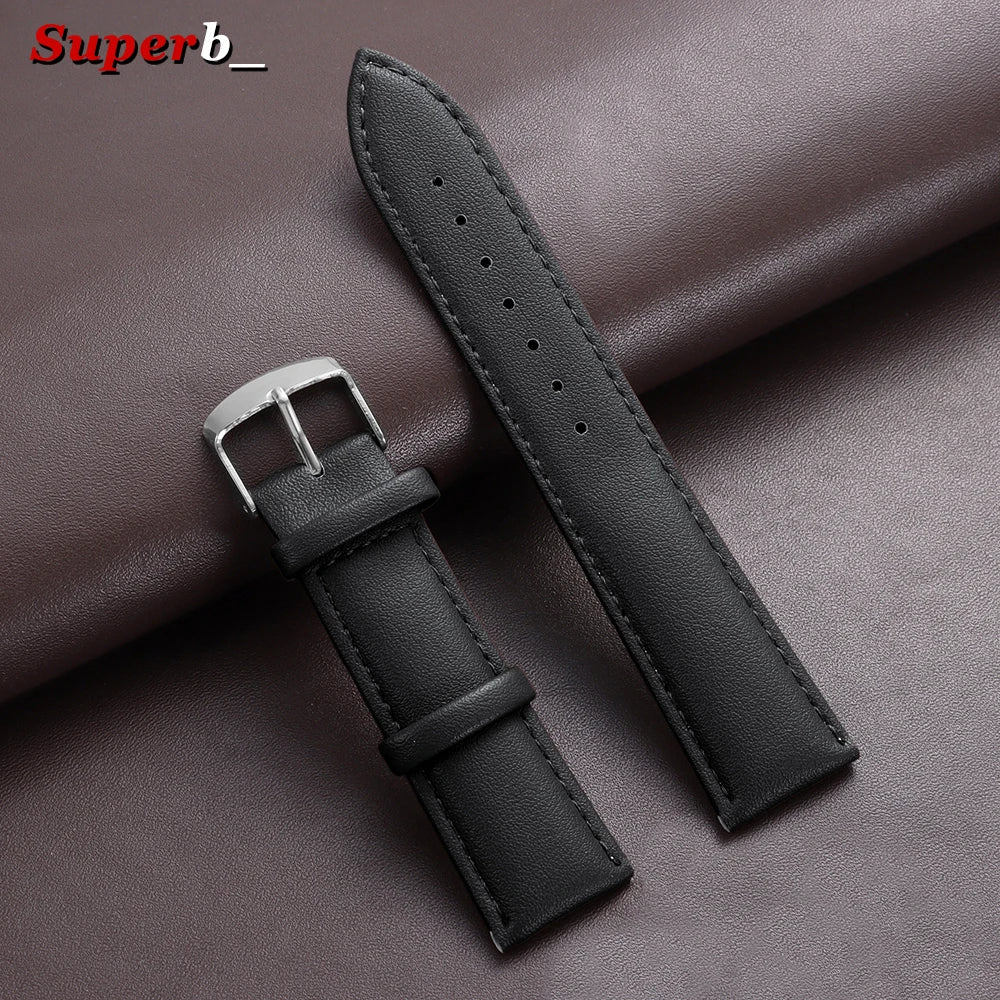 Bracelet de montre de remplacement en PU souple de 14 mm, 16 mm, 18 mm, 20 mm, 22 mm, 24 mm, bracelet de montre décontracté pour homme avec boucle en acier inoxydable