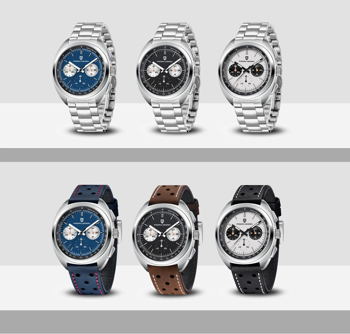 Orologio da uomo 39 mm Cronografo al quarzo - PAGANI DS Panda Dial VK63 Sapphire Sport