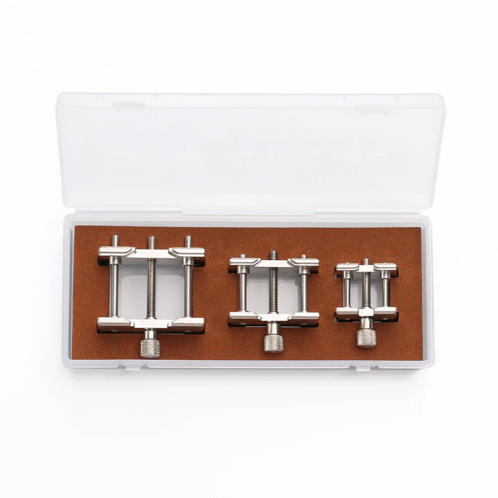 3-in-1 metal watchmaker tool: Adjustable case opener, press to close and open the case back, watch movement holder