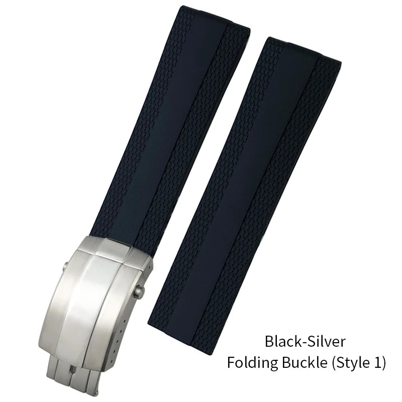20mm 21mm 22mm 23mm 24mm Rubber and Silicone Watch Strap for Breitling Superocean Avenger Professional, Blue White Green