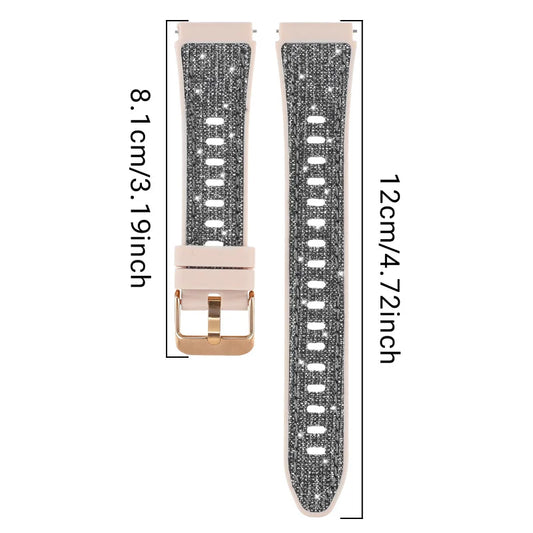 18-mm-Glitzer-Silikonarmband für Huawei Watch GT6/5/4, kompatibel mit 41 mm, lässiges Armband für Damen, hautfreundlich, bequem und atmungsaktiv