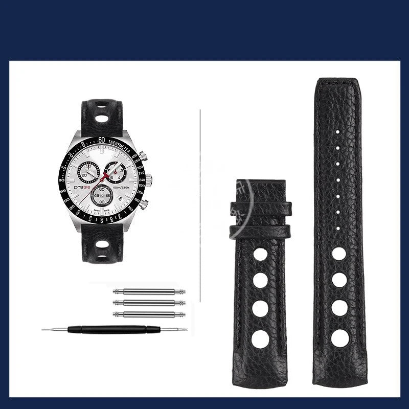 Ремешок для часов Tissot T-Sport PRS 516 T044.430.A / T044.417.A, 20 мм, из воловьей кожи с изогнутым креплением и застежкой-бабочкой
