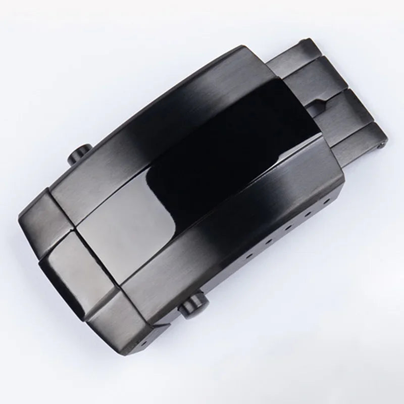 Universal Double Push Button Folding Buckle, 316L Stainless Steel Clasp for Breitling Rubber and Silicone Strap, Two Identical Straps