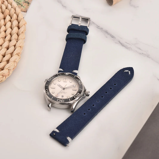 Luxury Vintage Suede Leather Watch Strap, 20mm 22mm Quick Release, for Omega/Seiko/Cartier, Watch Accessories