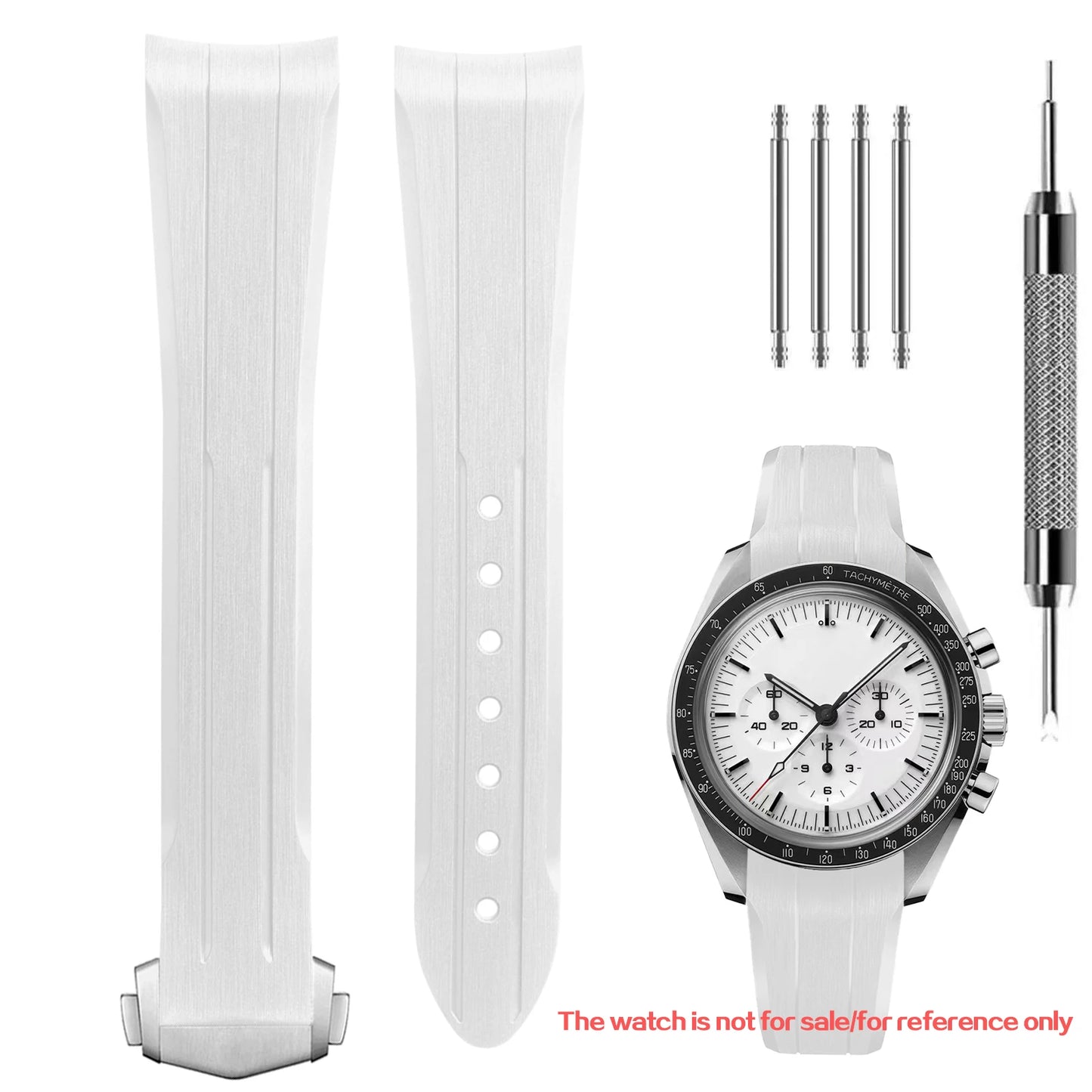 Cinturino in gomma di silicone liquido, adatto per l'edizione comune Omega x Swatch, interfaccia ad arco da 20 mm/Speedmaster/cinturino per orologio con fasi lunari